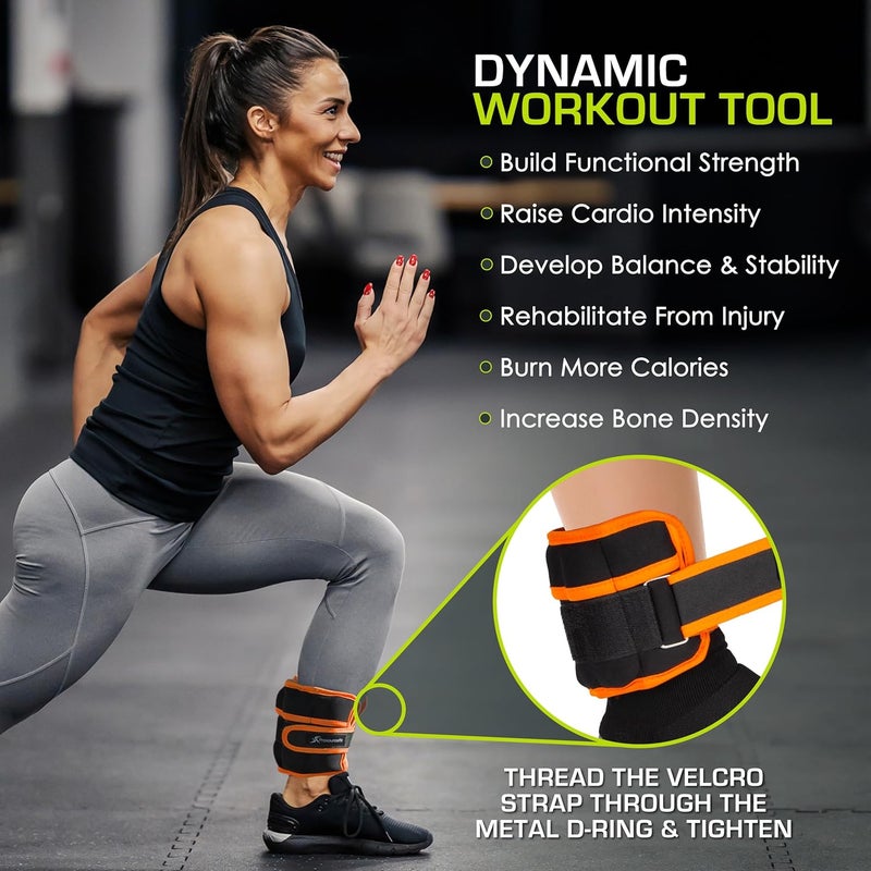 ProSourceFit Ankle/Wrist and Arm/Leg Weights Set of 2, Adjustable Strap 1 lb-5 lb, Adjustable Weight 15 lb, 10 lb, 7 lb for Men and Women - Image 4